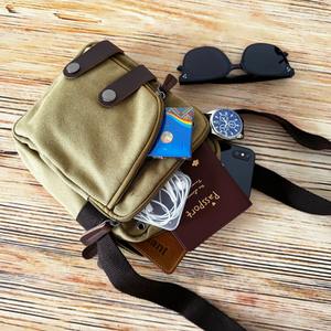 Sac bandoulière unisexe en cuir et toile, style rétro, étanche, avec fermeture éclair, pour voyage et randonnée, fournisseur LCSB-0019 - Product Image 4