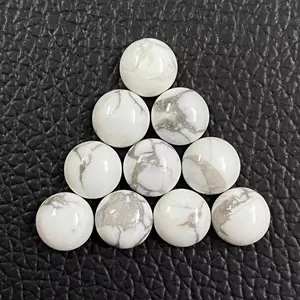 AAA Grade Natural Healing Gemstone 7mm White Howlite Round Cabochon Loose Semi Precious Gemstone Wholesale Manufacturer Supplier