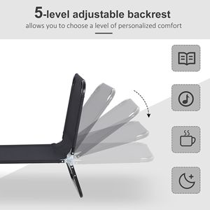 Nero pieghevole Chaise Lounge sedia da esterno reclinabile posteriore in acciaio con struttura in rete traspirante per abbronzatura lettini per Patio - Product Image 4