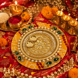 Plateau décoratif Gota Patti Tilak fait main pour la cérémonie de mariage, Roka, fiançailles, Haldi, Mehendi, festival, cadeau - Product Image 3