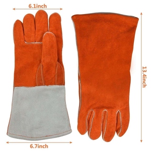Gants de soudage en cuir de vachette renforcé, résistants à la chaleur et aux étincelles, équipement de protection individuelle industriel pour soudeurs - Product Image 1
