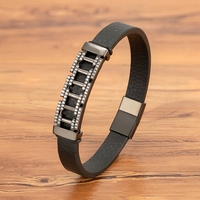 Bracelet en cuir de luxe MenneM avec strass, fermeture magnétique, minimaliste, pour usage quotidien, bijoux de mode pour femmes et hommes