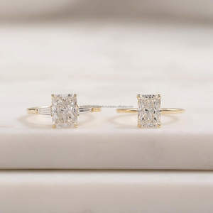 IGI/GIA Lab Grown Cut Diamond <b>Vintage</b> 14k Yellow Wedding/Engagement <b>Ring</b> Unisex Fine White <b>Gold</b> for Anniversary Party-Worthy - Product Image 4