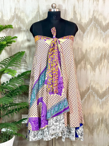 Vintage Recycled Silk Wrap <b>Skirt</b> | Handmade Reversible Maxi | <b>Boho</b> Floral Beach Dress with Belt | Breathable One Size - Product Image 6