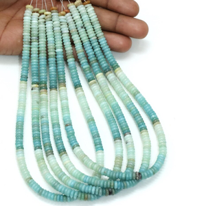 Magnifiques perles d'amazonite teintées en forme de rondelle plate, perles d'amazonite plates en forme de rondelle de 5-6 mm, pour la création de bijoux. - Product Image 1