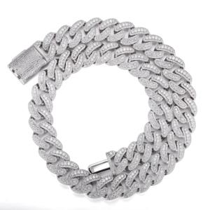 Collier chaîne à maillons personnalisé plaqué or et or blanc, serti de pierres rondes brillantes au laser, bijoux unisexes haut de gamme, couleur D - Product Image 4