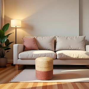Pouf ottoman rond en jute tissé à la main 2026 avec intérieur en EPE et éponge doux - Product Image 1