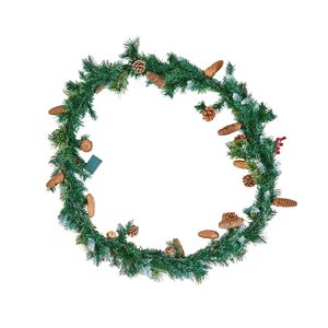 Ghirlanda Artificiale Luminosa da 2,7 m per Interni, Decorazione in PVC Verde con Bacche e Aghi di Pino, Ghirlanda Festiva Finta per Decorazioni - Product Image 1