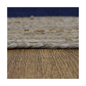 Tapis rectangulaire en jute, couleur unie, tressé, à tissage plat, antidérapant, moderne, pour salon, avec envers en caoutchouc, nettoyage localisé, poils fins - Product Image 3