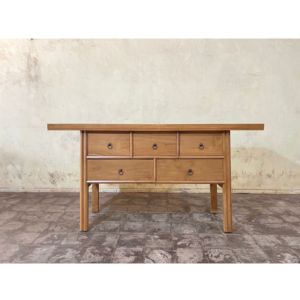 <b>Sideboards</b> Dining Room Furniture Japandi Solid Teak Wood Buffet Cabinet Five Drawers Server Credenza For Home Villa Procurement - Product Image 1