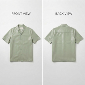 Camisa Casual de Cuero Genuino para Hombre, Personalizada, de Piel de Vaca Premium, Ecológica, Transpirable, Antipilling, de Alta Calidad, Estilo Vintage, Corta - Product Image 6