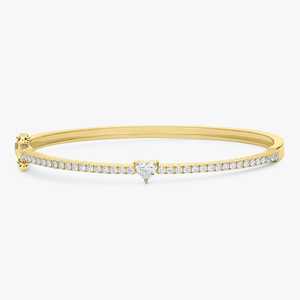 Diamond Bangles <b>Bracelet</b> Wholesale 14k 18k Solid Gold Heart Round Lab Grown Diamond Prong Set Double Security <b>Stacking</b> <b>Bracelets</b> - Product Image 5