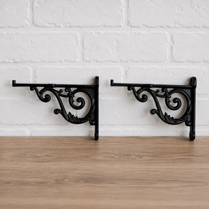 SHUBHAM Black Cast Iron Wall Shelf <b>Bracket</b> Decorative Hanging Support Single Tier Storage Rack <b>for</b> Home Garage - Product Image 4