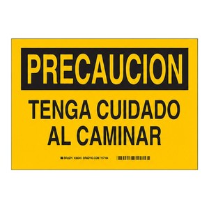 Señal de Advertencia para Caminar con Precaución Brady Spanish Precaucion, para Áreas con Riesgo de Resbalones y Caídas - Product Image 3