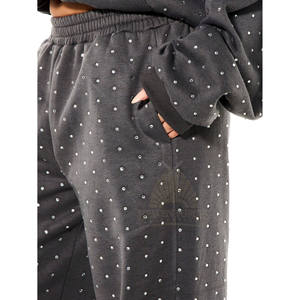 Pantalones Deportivos Personalizados para Mujer, con Estampado de Diamantes de Imitación, Estilo Casual, con Bolsillos Laterales, Diseño de Pierna Ancha, Pantalones para Correr - Product Image 3