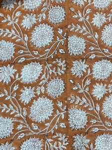 100% Pure Cotton Indian Hand <b>Block</b> <b>Printed</b> Lightweight Fabric for Bags & Totes 90 GSM 43/44" Width - Product Image 1