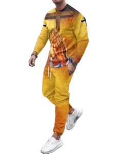 Ropa deportiva de gimnasio transpirable de poliéster 100% para hombre, trajes de chándal al por mayor de alta calidad, estilo de conjuntos de jogging con capucha y logotipo sublimado - Product Image 1