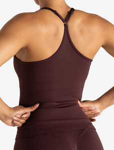 Camiseta sin mangas casual con cuello cuadrado, elástica, de 95% algodón y 5% spandex, con estampado personalizado a base de agua, corte ajustado y espalda cruzada acanalada para mujer. - Product Image 2