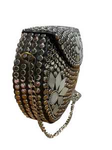 Handmade Metal Clutch Bag Chain <b>Strap</b> <b>Shoulder</b> Handbag for Women Floral Beaded Purse Party Evening Bag - Product Image 3