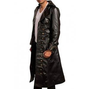 Men’s Pirate Style <b>Gothic</b> Steampunk Leather Trench High-Quality Faux Leather Coat Top Selling 2026 - Product Image 5