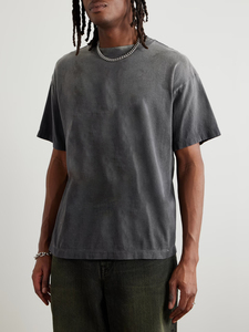 Camiseta Oversize de Hombre Negra con Estampado DTG Personalizado, 240GSM, de Algodón-Poliéster Pesado con Lavado Ácido, Diseño Vintage Casual Streetwear - Product Image 2