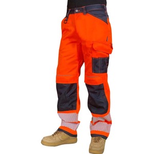 Pantalon de travail haute visibilité réfléchissant pour hommes, pantalon de travail robuste multi-poches pour la construction, l'industrie et les travaux de sécurité - Product Image 2