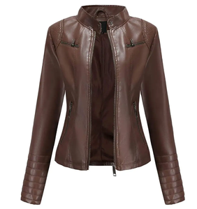 Veste en cuir sur mesure pour femme, style motard vintage, en cuir PU premium respirant, vêtement d'extérieur tendance pour l'hiver, moto - Product Image 6