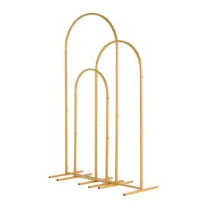 Set di tre archi nuziali in ferro battuto da 5,9ft+4,9ft+3,9ft, fondale superiore in ferro con finitura oro naturale, fondale metallico per fioriere - Product Image 4