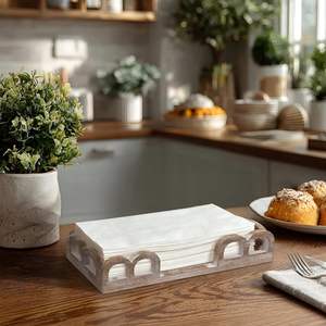 Porte-serviettes en bois pour table, style ferme, plateau porte-serviettes pour salle de bain, panier rustique pour serviettes en papier et essuie-mains jetables - Product Image 6