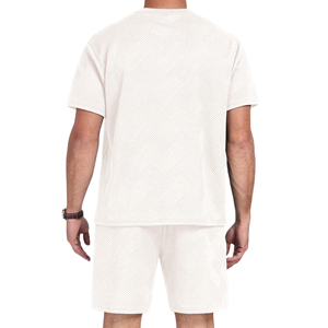 Conjunto de Camiseta y Pantalones Cortos Casuales de Verano para Hombre, de Secado Rápido, Transpirable, Diseño de Punto, Color Sólido, Manga Corta - Product Image 4