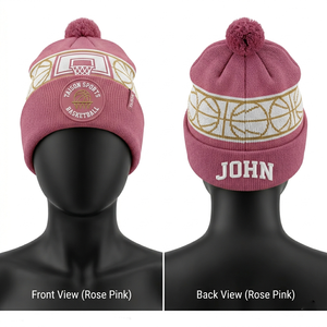 Women Basketball Beanie Cap Premium 320 GSM Soft Acrylic Knit <b>Purple</b> Gold Warm Fit Custom Embroidery Logo Winter Style - Product Image 4