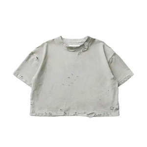 เสื้อยืดโอเวอร์ไซส์ทรงวินเทจสำหรับผู้ชาย ผ้าฝ้ายเนื้อนุ่ม สวมใส่สบาย สไตล์สตรีทแวร์แบบครอป  ดีไซน์ทำสีซีดแบบ Distressed - Product Image 6