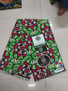 ผ้าพิมพ์ลายแอฟริกันสีเขียวชมพู ลายดอกไม้ใบไม้ สำหรับตัดเย็บเสื้อผ้าแฟชั่นผู้หญิง - Product Image 2