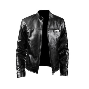 Nouvelle tendance mode : veste patchwork homme, veste en PU, vestes en cuir de moto pour homme - Product Image 4