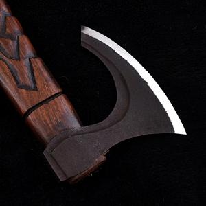 Bearded Survival Outdoor Axe with Wooden Solid material Top Quality Custom Handmade Carbon Steel Axe - Product Image 4