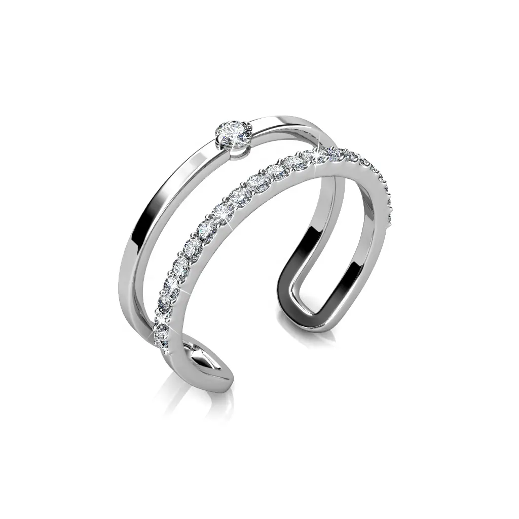 Anel de prata esterlina 925, joia de cristal prateada premium, anel dourado chapeado, novo design elegante, anel de destino, joias