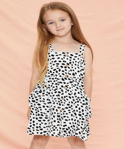 Wonderful Animal Print Pattern Kids Dot Button Front Dress Featuring With Two Side Pockets & <b>Strap</b> Shoulder Perfect Summer Dress - Product Image 1