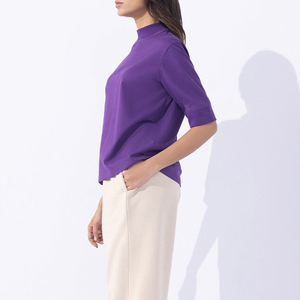 Camiseta Casual de Verano para Mujer, Cuello Alto, Corte Ajustado, Transpirable, Estilo Holgado - Product Image 1