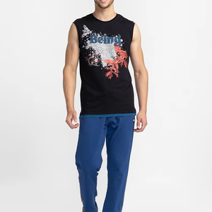 Glamour Plus Breathable 100% Cotton <b>Men's</b> Tank Tops High Quality Customized Screen Printing <b>Gym</b> Wear Sleeveless <b>Shirts</b> - Product Image 2