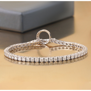 Pulsera de tenis de oro blanco de 14K con diamante redondo cultivado en laboratorio de 5.17 CT y cierre de palanca, joyería de moda - Product Image 4