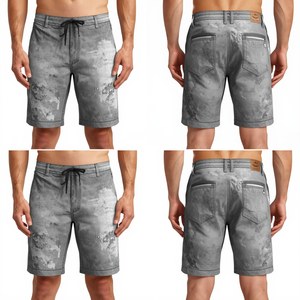 Pantalones Cortos Vintage para Hombre con Detalles Artísticos Abstractos, Construcción Casual Premium y Estilo Moderno - Product Image 2