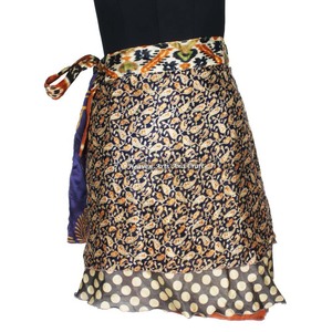 Vintage <b>Beach</b> Wear Sari <b>Wrap</b> Mini Skirt Women's Hippy Silk Sari Magic <b>Wrap</b> Skirt Casual Style With Natural Waistline Chic Hippie - Product Image 5