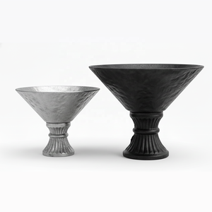 Cuenco Decorativo de Aluminio Martillado de Lujo, Ecológico, Tamaño Personalizable, Jarrón de Pedestal Clásico Americano, Cromado, para Mesa - Product Image 1