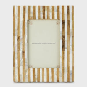 Hecho a mano hermoso hueso de madera resina incrustaciones marco de fotos personalizado troquelado impresión alta calidad de la decoración del hogar India - Product Image 2