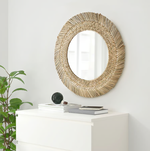 Vietnam Modern Rattan Floral Round <b>Mirror</b> Handmade Wall Decor - Product Image 2
