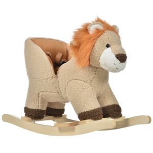 Regalo Perfecto para Niños y Niñas de 18 a 36 Meses, León Balancín de Peluche Marrón con Sonido, Caballo Balancín para Niños Pequeños con Cinturón de Seguridad, Juguete de Montar - Product Image 1