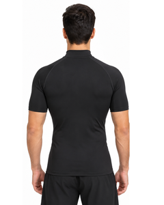 T-shirt de compression pour homme à manches courtes, coupe ajustée, pour le sport, la course, l'entraînement, couleur noire, fitness, protection anti-UV - Product Image 5