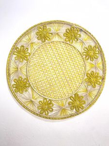 Exquisite Stylish Rustic Iraca Palm Table <b>Placemat</b> Elegant Woven Raffia <b>Navy</b> Blue Mat Creative Handcrafted Round Dining Supplies - Product Image 5