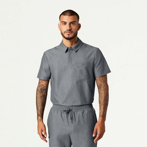 Ensemble de blouses et pantalons médicaux personnalisés pour hommes, avec logo imprimé, pour hôpitaux, médecins et infirmières, en tissu peigné. - Product Image 2