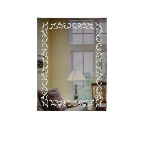 Modern Frameless <b>Rectangular</b> <b>Wall</b>-Mounted <b>Mirror</b> Ornate V-groove Etched Border Art Decor Lightweight Eco-Friendly - Product Image 5